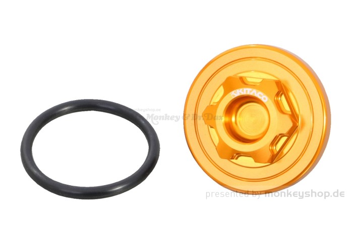 Kitaco Ventildeckel Ölfilterdeckel Einfülldeckel M30xP1.5 Aluminium CNC gold f. Monkey Z50 + Dax 50 70 + Chaly + SS50 + ZB50