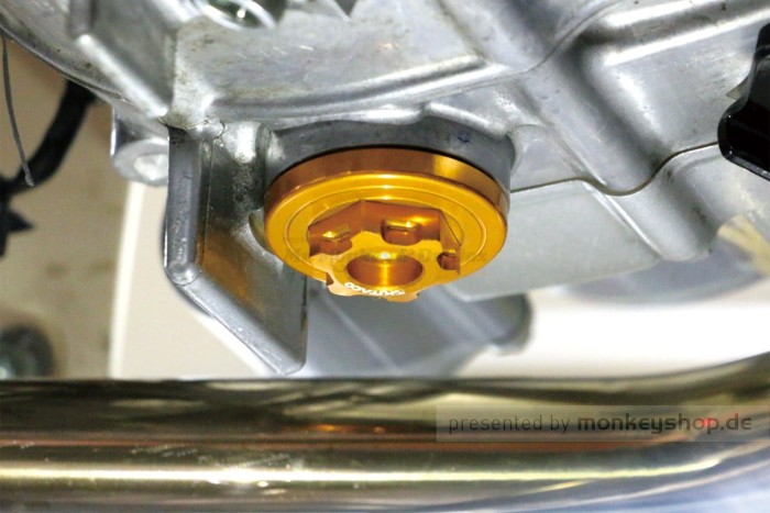 Kitaco Ventildeckel Ölfilterdeckel Einfülldeckel M30xP1.5 Aluminium CNC gold f. Monkey Z50 + Dax 50 70 + Chaly + SS50 + ZB50