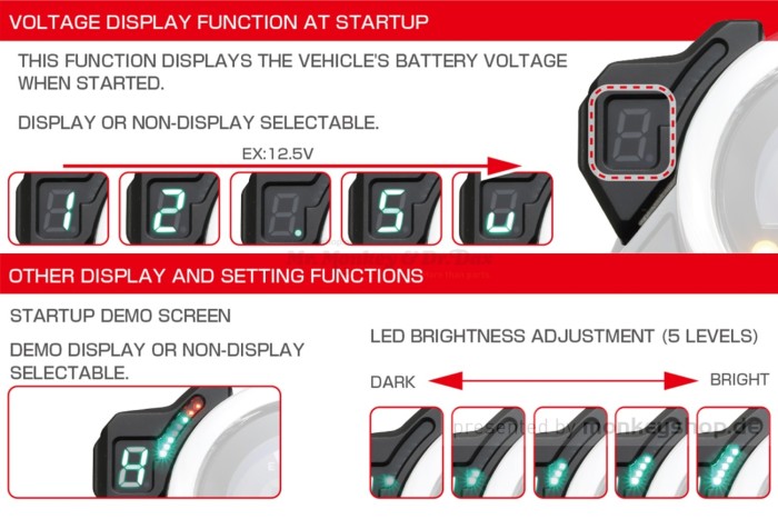 Kitaco Ganganzeige + LED Drehzahlmesser f. Monkey 125 JB03 JB05