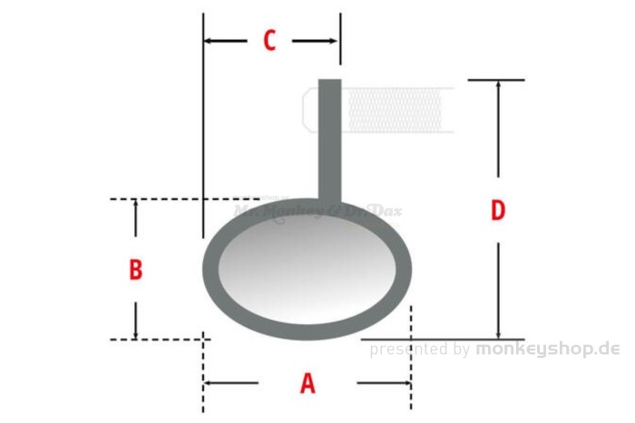 Shin Yo Circula-S Lenkerenden Spiegel Aluminium schwarz kurz