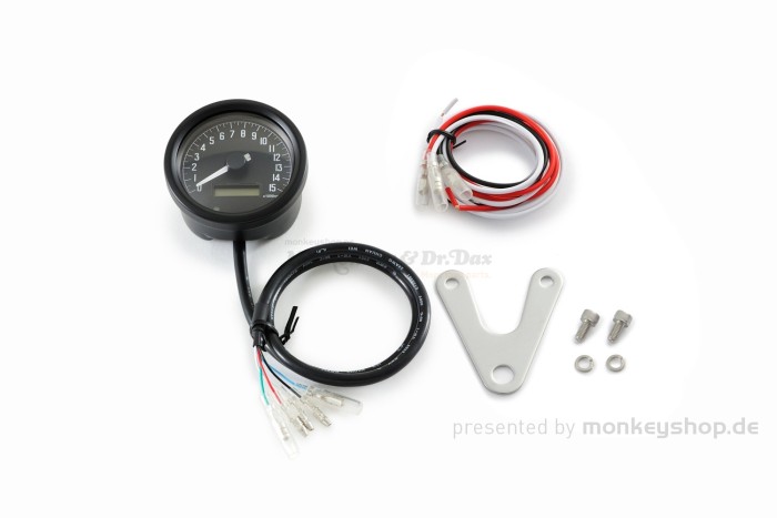 Daytona Velona 60 Drehzahlmesser 15000 RPM m. Kontrollanzeigen, weiße LED, schwarz