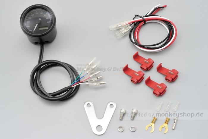 Daytona Velona 48 Tachometer 200 KM/H MPH, 3-farbig, schwarz