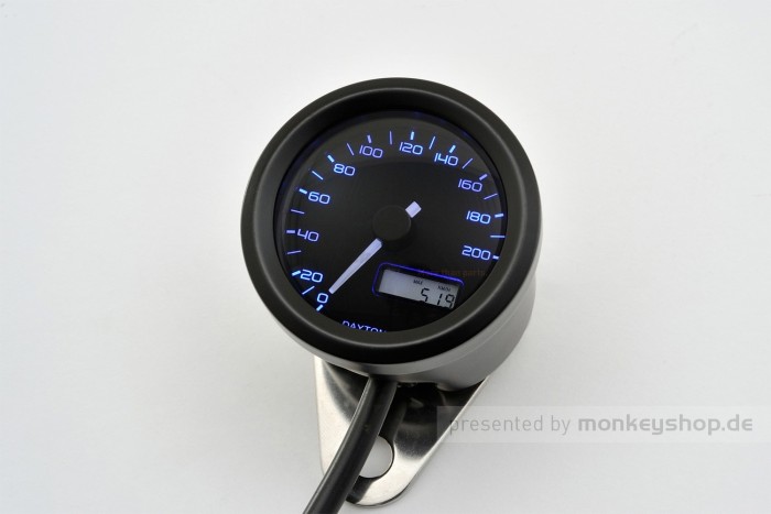 Daytona Velona 48 Tachometer 200 KM/H MPH, 3-farbig, schwarz