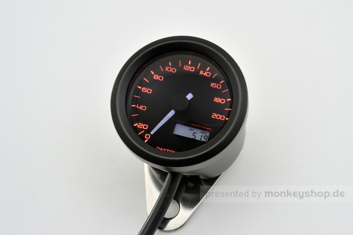 Daytona Velona 48 Tachometer 200 KM/H MPH, 3-farbig, schwarz
