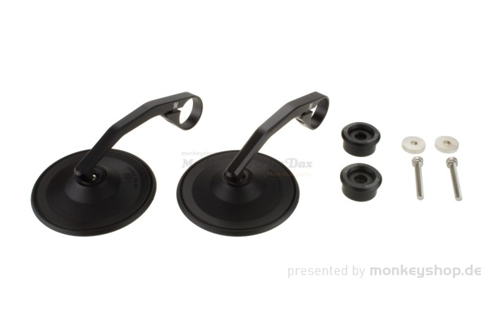 Shin Yo "Circula-S" Lenkerenden Spiegel Set schwarz lang f. MSX + Monkey 125