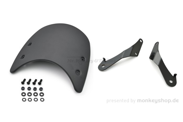 Daytona Windschild Meter Visor Aluminium schwarz inkl. Montage Halterung Satz f. Yamaha SR500 + SR400FI