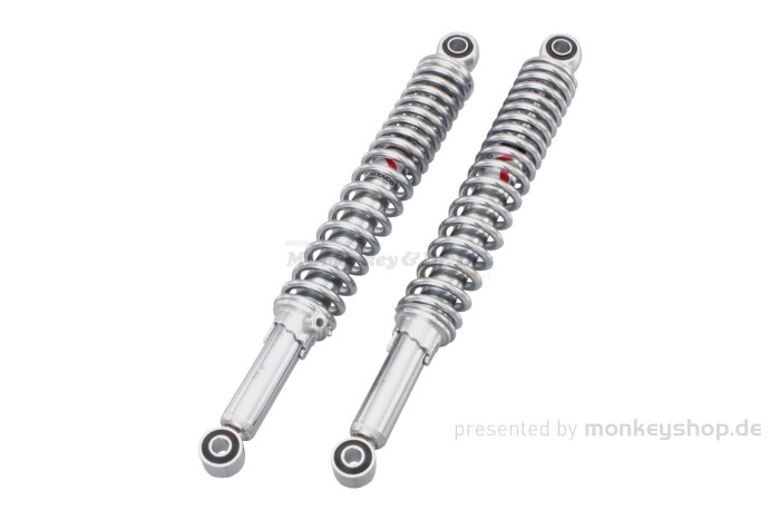 Kitaco Stoßdämpfer Paar 350 mm Chrom f. Dax 50 + Chaly + SS50