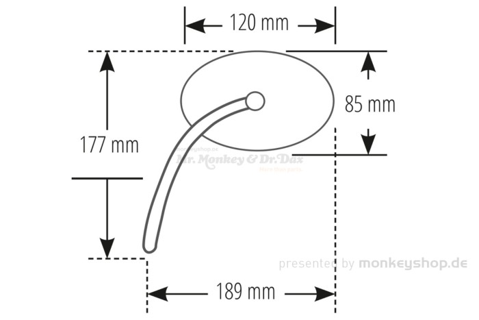 Shin Yo Straight-XL Spiegel Aluminium M10 schwarz