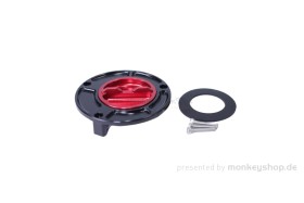 Tankdeckel Aluminium schwarz rot eloxiert f. Monkey 125