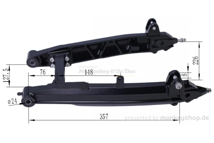 Aluminium Hinterradschwinge schwarz f. Monkey 125