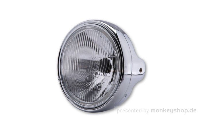 Shin Yo LTD Scheinwerfer H4 7 Zoll chrom geprägtes Glas e-geprüft Montage seitlich