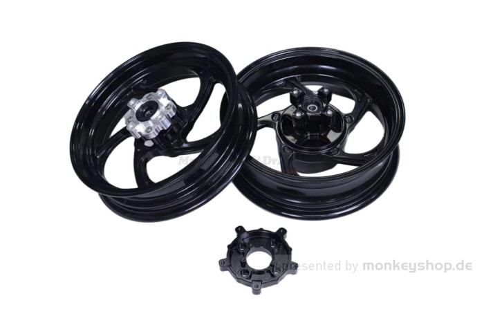 Felgen Satz Aluminium CNC schwarz 12" f. Monkey 125
