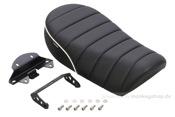 Kitaco Sitzbank Typ 2 Tuck Roll schwarz mit weißem Keder f. Monkey 125