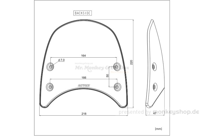 Daytona Windschild Meter Visor Aluminium silber