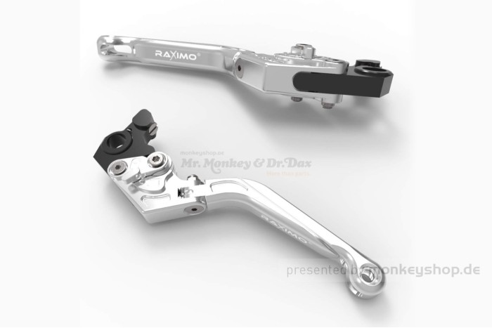Raximo Kupplungs- & Bremshebel Set Aluminium CNC einstellbar silber f. Monkey 125 + MSX