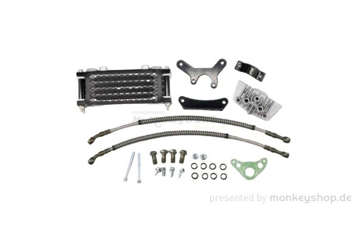 Ölkühler Kit 3-reihig schwarz inkl. Anschlussplatte + Montagematerial f. Monkey Z50 + Gorilla + Dax 50 70