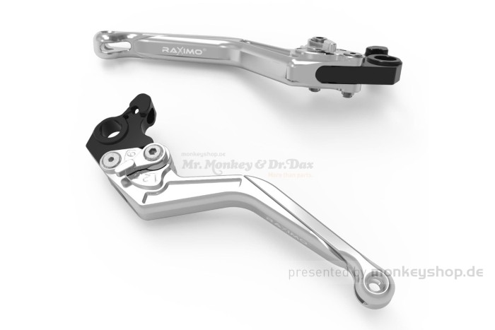 Raximo Kupplungs- & Bremshebel Set Aluminium CNC einstellbar silber f. Monkey 125 + MSX