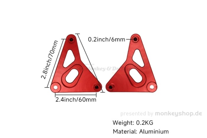 Lampenhalterung Aluminium CNC rot eloxiert f. Monkey 125 + Dax 125