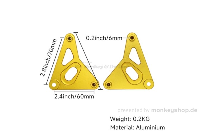 Lampenhalterung Aluminium CNC gold eloxiert f. Monkey 125 + Dax 125