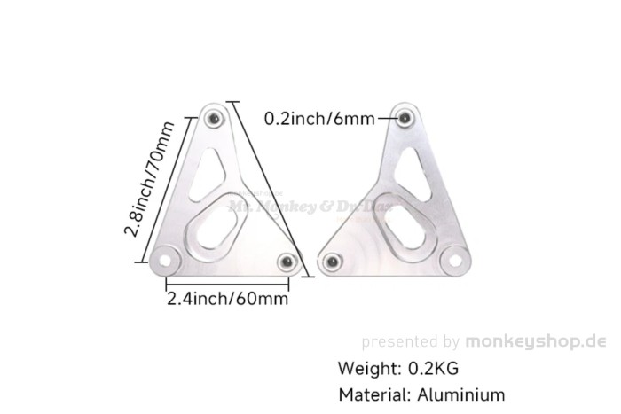 Lampenhalterung Aluminium CNC silber eloxiert f. Monkey 125 + Dax 125