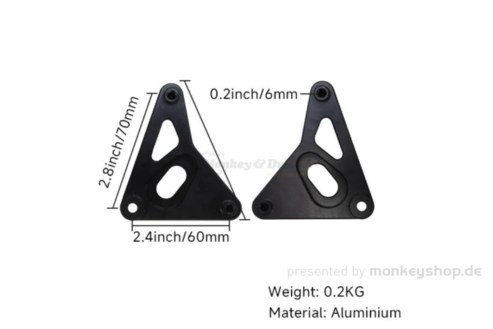 Lampenhalterung Aluminium CNC schwarz eloxiert f. Monkey 125 + Dax 125