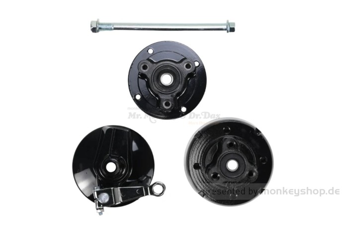 Naben Satz 12mm Achse schwarz Scheibenbremse vorn + Trommelbremse hinten f. Monkey 50 + Gorilla