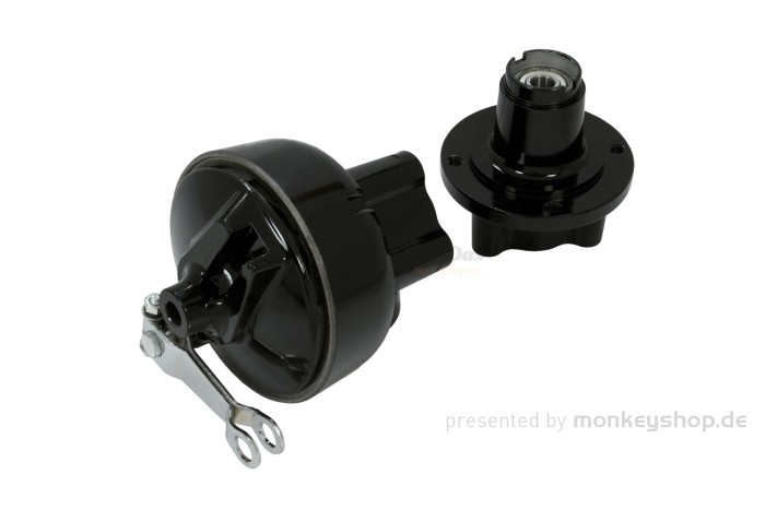Naben Satz 12mm Achse schwarz Scheibenbremse vorn + Trommelbremse hinten f. Monkey 50 + Gorilla