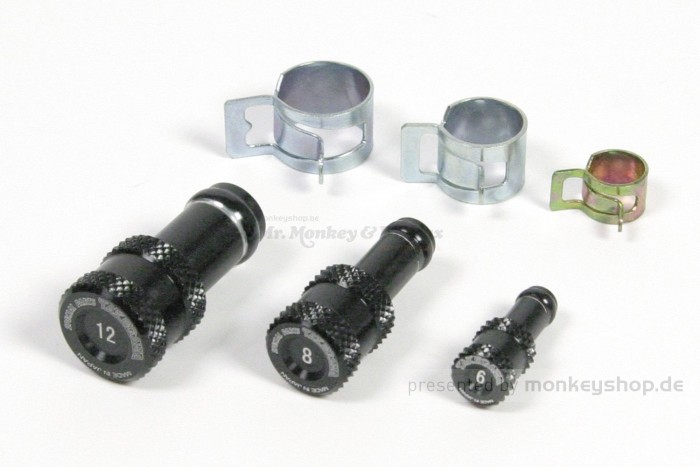 Takegawa Schlauch Verschluss Stopfen Kappen Set schwarz 6mm + 8mm + 12mm