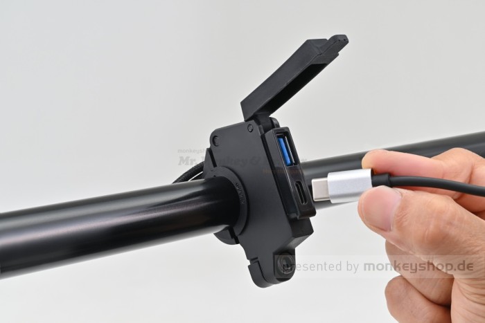 Daytona Stromversorgung USB SLIM 1x USB-A + 1x USB-C f. Motorrad Lenker
