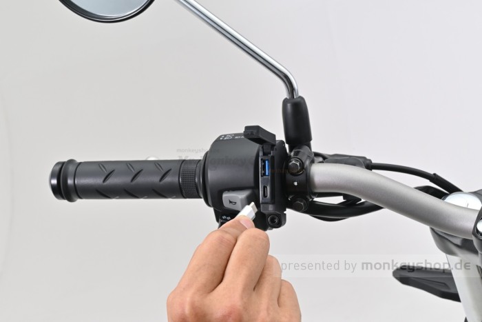 Daytona Stromversorgung USB SLIM 1x USB-A + 1x USB-C f. Motorrad Lenker