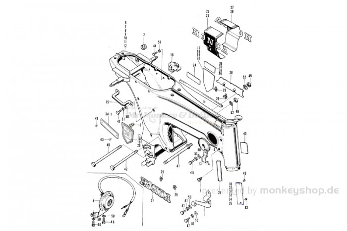 Honda Kabelführung Rahmen Dax schwarz