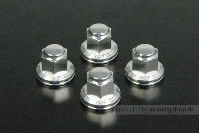 Takegawa Aluminium Hutmuttern Set M10 Stoßdämpferaufnahme silber eloxiert Monkey Dax