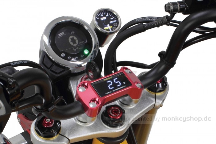 Takegawa Öltemperatur LED Anzeige in Lenkerhalter Alu rot eloxiert f. MSX Monkey 125