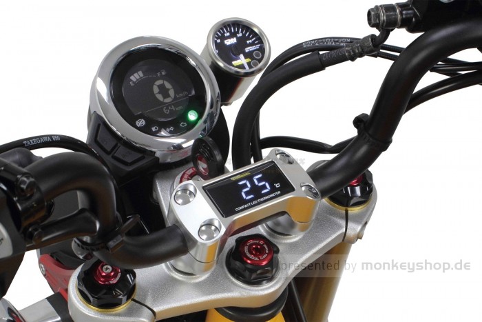 Takegawa Öltemperatur LED Anzeige in Lenkerhalter Alu silber eloxiert f. MSX Monkey 125