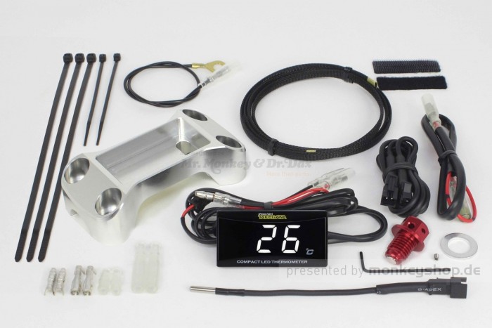 Takegawa Öltemperatur LED Anzeige in Lenkerhalter Alu silber eloxiert f. MSX Monkey 125