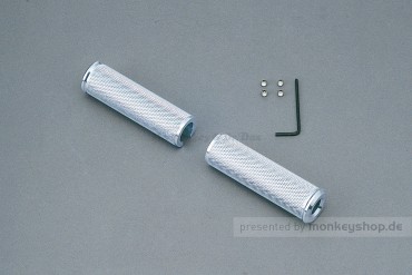 Daytona Aluminium Fußrasten silber rund breit  f. Monkey 6V 12V