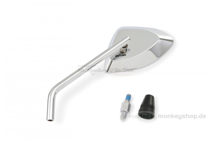 Daytona D-Mirror Aluminium Seitenspiegel verchromt links eckig