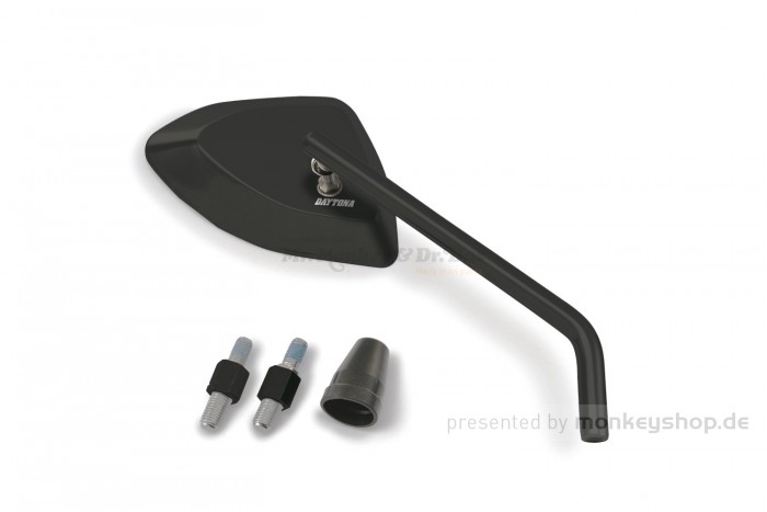 Daytona D-Mirror Aluminium Seitenspiegel schwarz rechts eckig