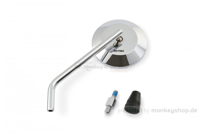 Daytona D-Mirror Aluminium Seitenspiegel verchromt links rund