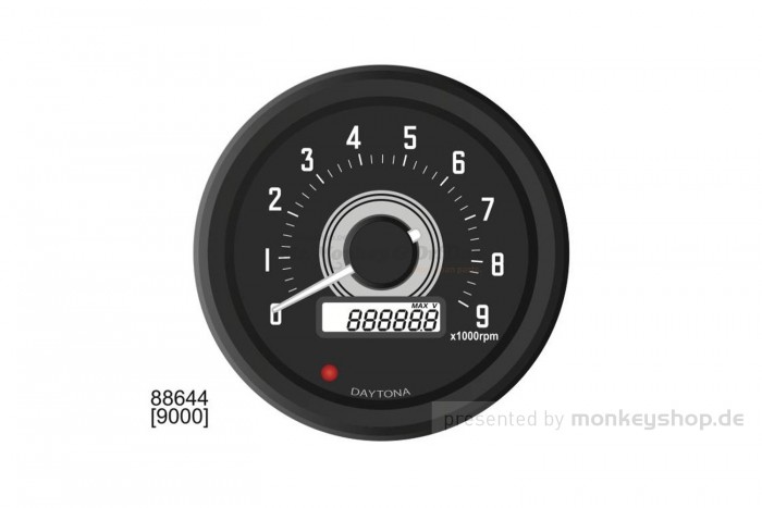 Daytona Velona ø60 Drehzahlmesser 9000 RPM schwarz