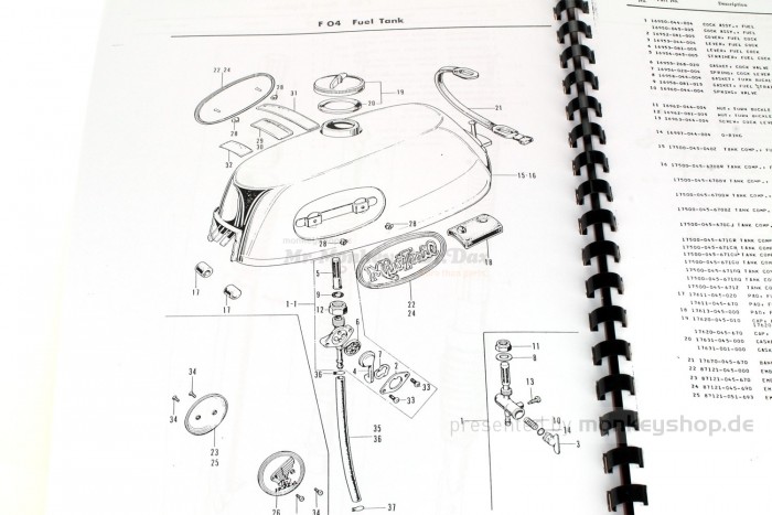 Ersatzteil Handbuch Liste Katalog f. Honda Z50A