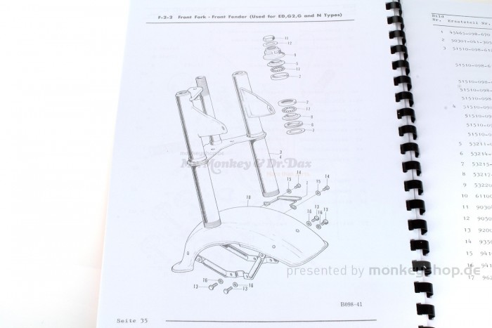 Ersatzteil Handbuch Liste Katalog f. Honda Dax 6V