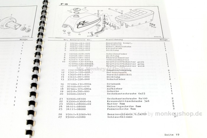 Ersatzteil Handbuch Liste Katalog f. Honda Z50J1