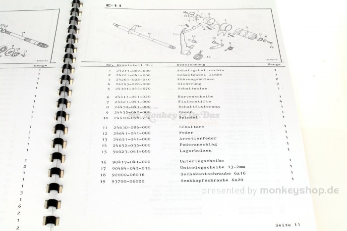 Ersatzteil Handbuch Liste Katalog f. Honda Z50J1