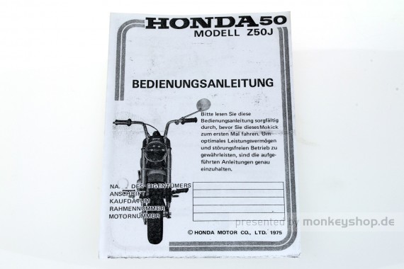Fahrerhandbuch f. Honda Z50J1 - monkeyshop.de