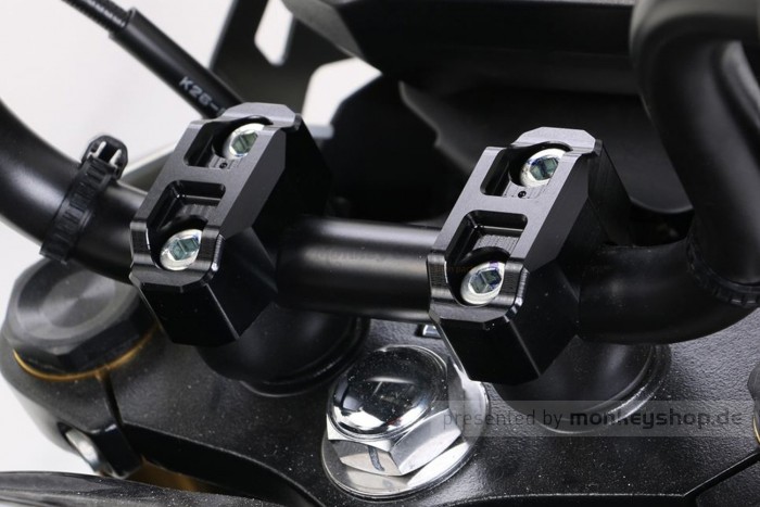 Kitaco obere Lenkerklemmen Set Aluminium CNC schwarz eloxiert f. Monkey 125
