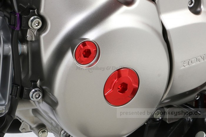 Kitaco Aluminium CNC Zündungsdeckel Schrauben Set rot eloxiert f. Super Cub + Monkey 125