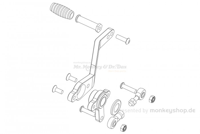 G-Craft Schalthebel Alu CNC + Rose Joint Schaltgestänge f. Monkey 125