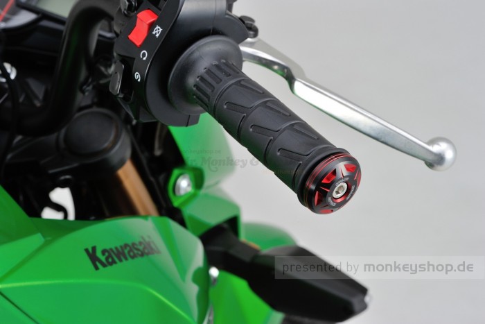 Daytona CRYSTAL Lenkerenden Set Aluminium rot schwarz 2-farbig eloxiert 14 - 19 mm