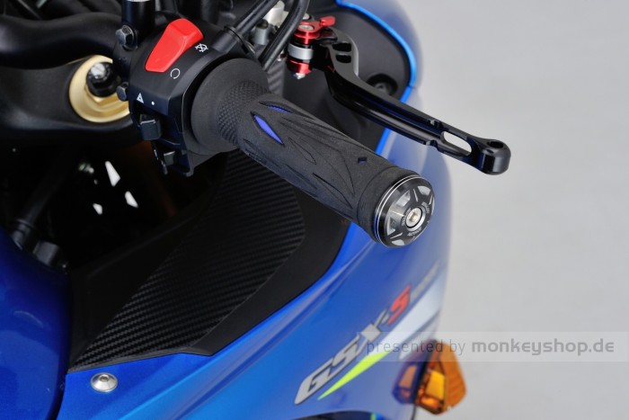 Daytona CRYSTAL Lenkerenden Set Aluminium silber schwarz 2-farbig eloxiert 14 - 19 mm